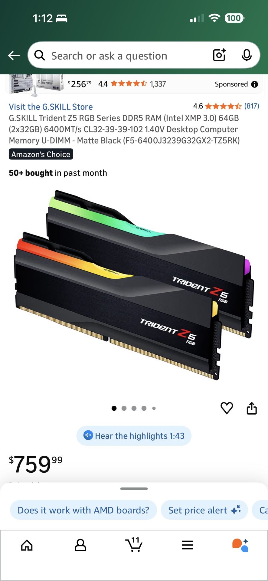 Brand New (WHITE) 64Gb DDR5 Ram