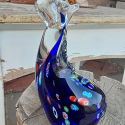 Hand Blown Murano Glass Millefiori Giraffe Figure