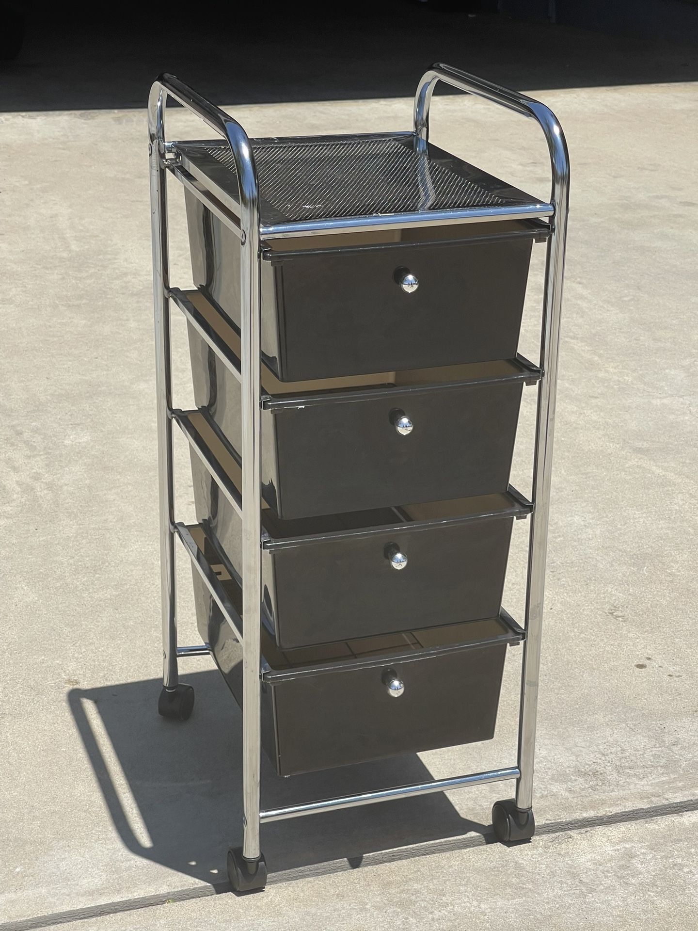 4-Drawer Rolling Storage Cart – Sleek Black & Chrome