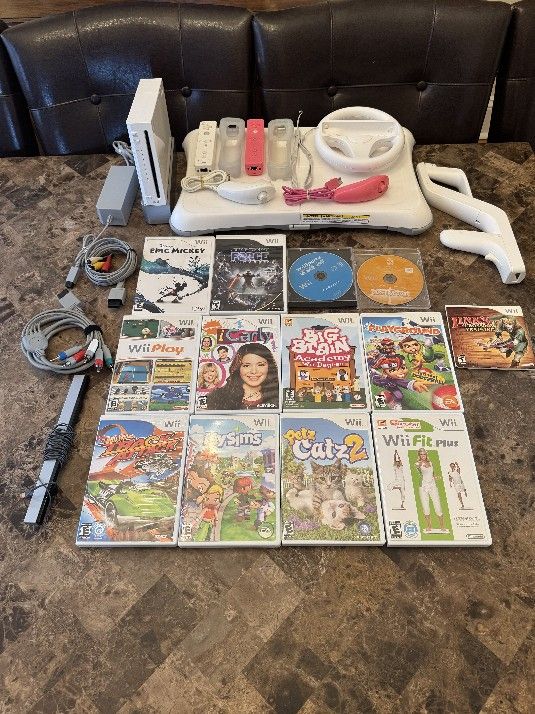 Nintendo Wii Bundle w/ 13 games Wii Sports + Mario & Sonic Olympic + 2 controllers + Balance Board