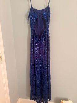 Blue Sequin Formal Gown Floor Length