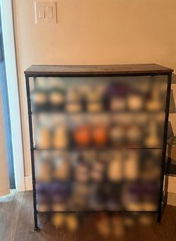 Metal and Wood 4-Tier Shelving Unit