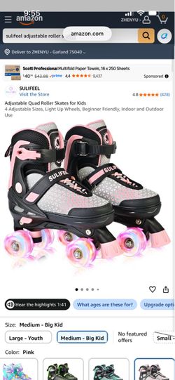 Sulifeel Kids Adjustable Quad Roller Skates