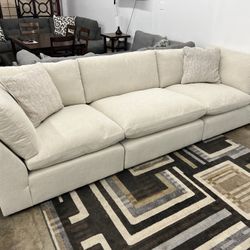 124” Super Plush Feather Cloud Sectional Sofa Couch
