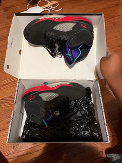 Jordan 5 Top 3 (Black/Fire Red/Grape Ice/New Emerald) — these are the 2020 Top 3 colorway.
