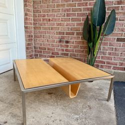 Rare Nienkämper Modernist Waterfall Coffee Table | Chrome & Birch Veneer