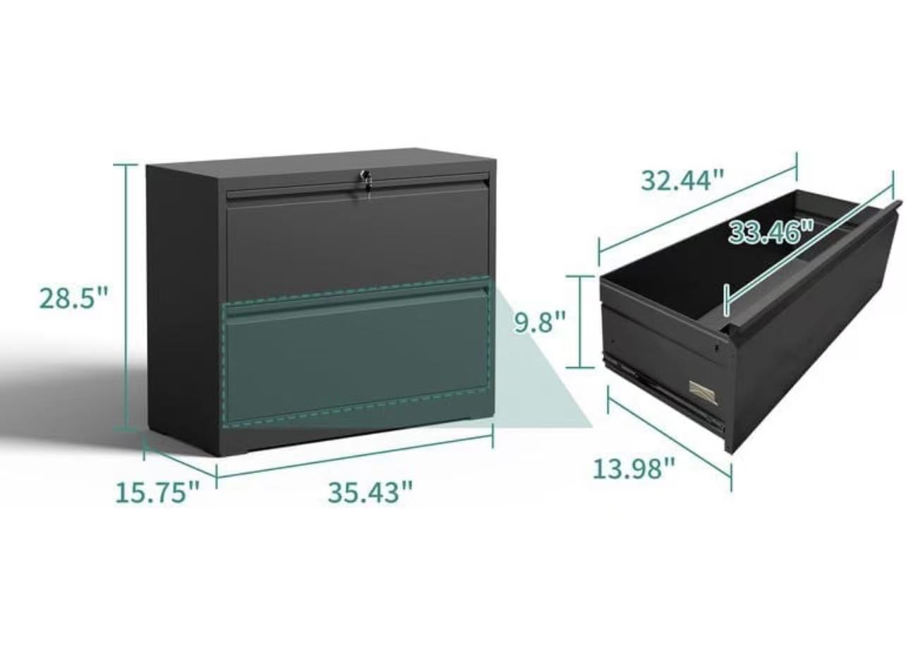 🥨2 Drawer Lateral File Cabinet with Lock, Metal Filing Cabinets for Home Office, Steel Storage Wide File Cabinet for Letter/Legal/F4/A4 Size