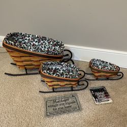 Longaberger Christmas Sleigh Baskets—set of 3