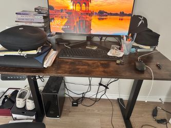 Electric Standing Desk with Dark Wood Top