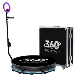  39in 360 Photo Booth Video Selfie Platform Automatic Spinning Wedding w/Case
