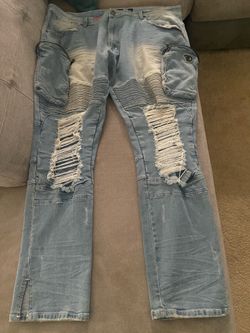 Light Blue Distressed Mens Denim Jeans