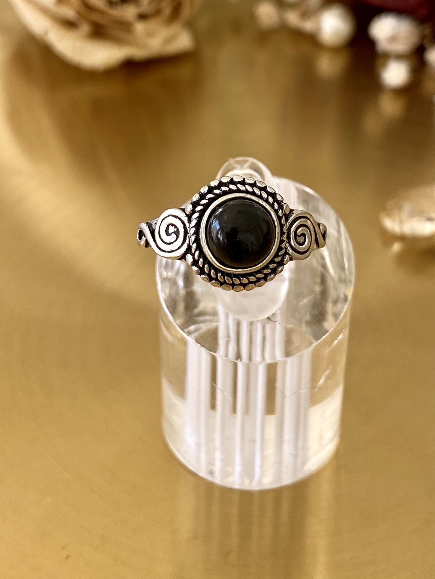 Natural Onyx 925 Sterling Silver Overlay Handcrafted Ring Size 7