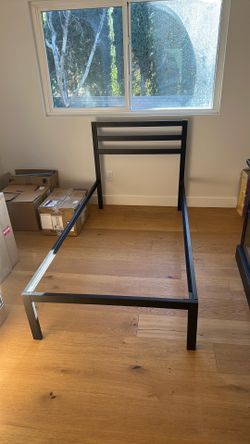 Full-size bed frame with memory foam mattress