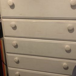 White King Size Bed With Two Chests And Rails