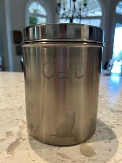 Pet Project Silver Stainless Steel Cat Food Canister 7.5”