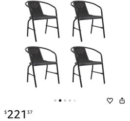 Gecheer Patio Chairs, 4-Piece Plastic Rattan and Steel Set, 242.5 lb Capacity, Stackable Design for Outdoor Living Spaces