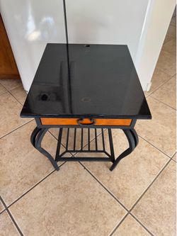 Iron Table w Wooden Drawer and Quartz Top READ DESCRIPTION