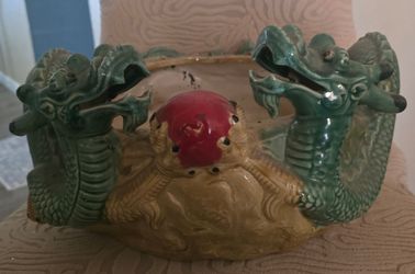 Ceramic double dragon bowl