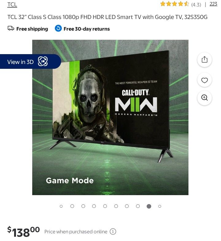 TCL Smart TV 36" w/ voice control remote+ chromecast + Google TV