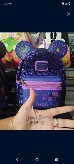 NWT Loungefly Disney Disneyland Paris Purple Sequin Mouse Ears Paris 30th Anniversary Mini Backpack