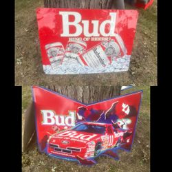 Two Metal Vintage Budweiser Signs 