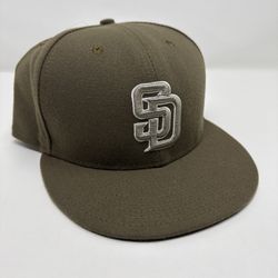 NWOT Solid Greenish Brown SAN DIEGO PADRES Size 8 Hat New Era Cool Base 5950