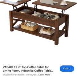 Coffee Table 47.2", 2 Way Lift Top Coffee Table with Hidden Compartment, Lift Top Coffee Table with Open Shelf
