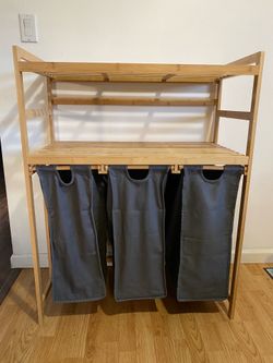 Laundry basket with shelves