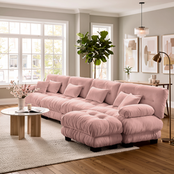 Monterey 173" Oversized Modular Chenille L-Shaped Cloud Sectional Sofa with Ottoman
