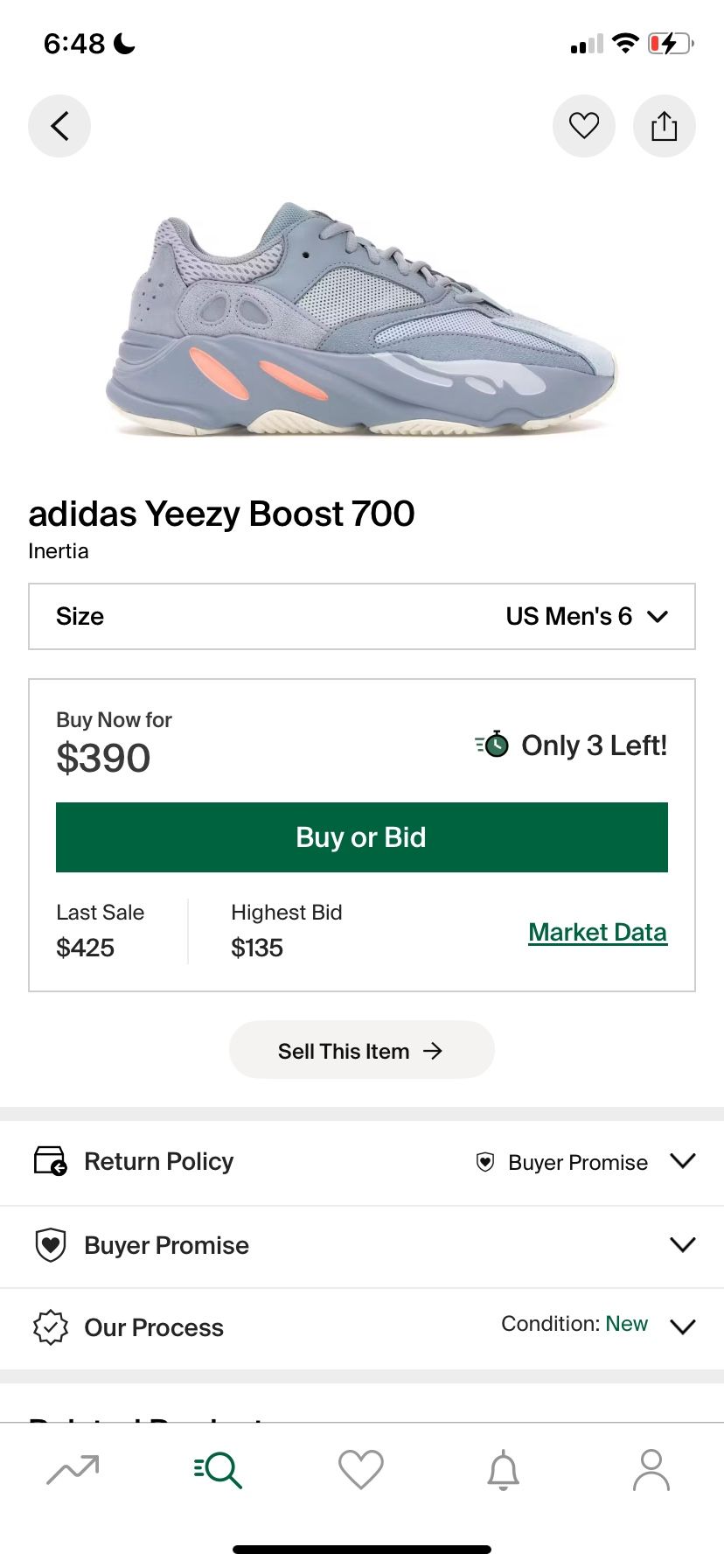 adidas yeezy boost 700 inertia Size 6
