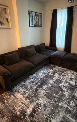 Black Sectional Sofa 2 ottomans