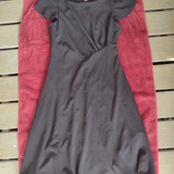 CALVIN KLEIN Black Fit & Flare Crepe Dress Ruched Side Chest Sz 10 