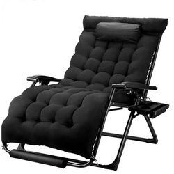 New XL Black Zero Gravity Chair Oversized Recliner Folding Patio Lounge Chair