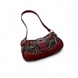 Leopard Print and Red Women's Handbag