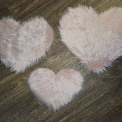3 Pink Heart Rugs Valentine's Day Decor 