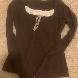Cottage Core Brown Long Sleeve Top