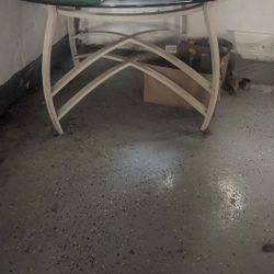 Large Glass Top Table With Metal Base