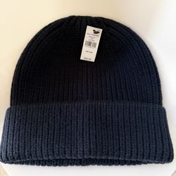 Banana Republic Cozy Ribbed Knit Beanie Navy Blue OneSize StockingCap Unisex NWT