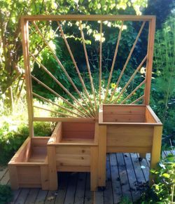 Beautiful privacy wall Frame Planter Box Garden Bed Outdoor Design cedar redwood AC pool equipment cover