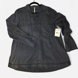 Free People Lace Up Blouse 