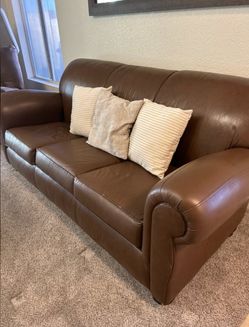 Genuine Brown Leather Couch