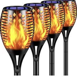 TomCare Solar Lights Upgraded, 43" Waterproof Flickering Flames 96 LED Torches Lights Outdoor Solar Landscape Decoration Lighting Auto On/Off Pathway 