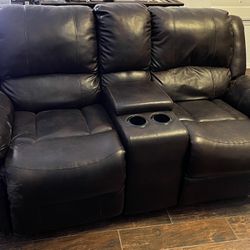 Brown Leather Loveseat 