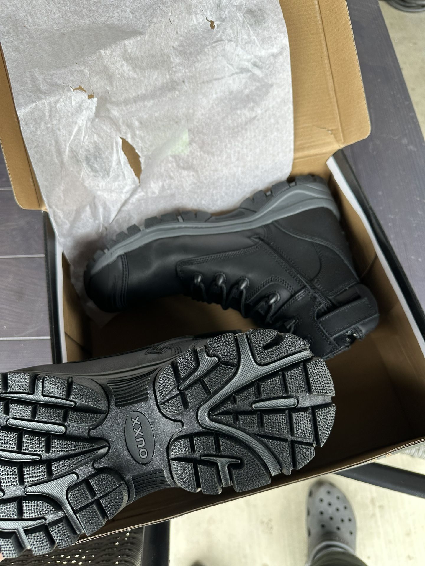 Work Boots for Men, Side Zipper Steel Toe Shoes, Water Resistant