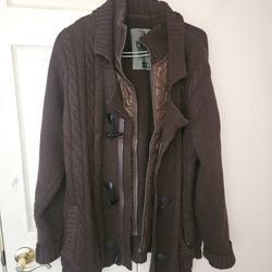 Mens Brown Sweater Cardigan Size Xl