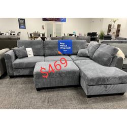 Corduroy sectional sofa with ottoman  - Limited Time Offer 