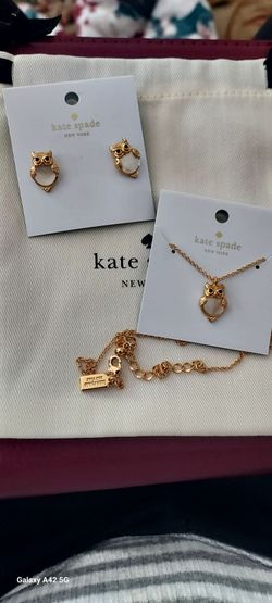 Kate Spade gold earrings and necklace set