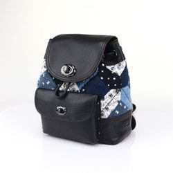 Coach New 2016 Leather Denim Patchwork Skull Backpack 