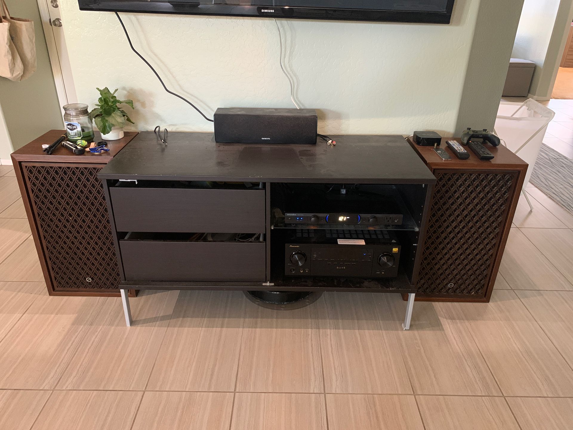 TV Stand with Shelf and Drawers (45”)