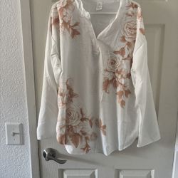 White Floral Blouse 